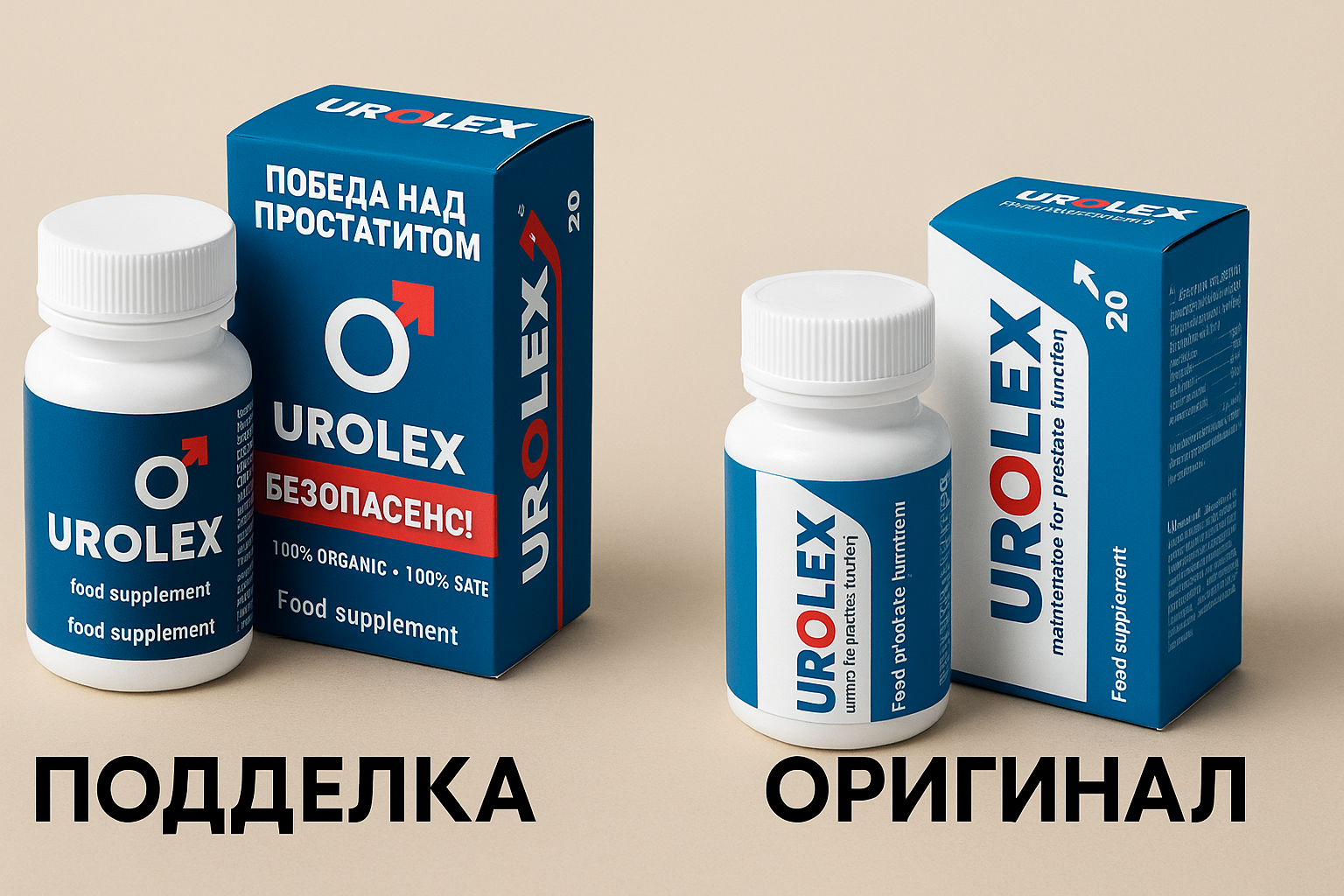 Сравнение оригинального и поддельного препарата Urolex