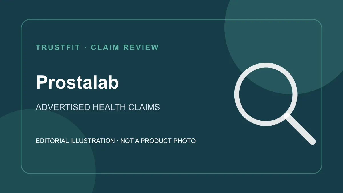 Azərbaycan bazarı üçün Prostalab məhsulunun sağlamlıq iddialarına dair Trustfit redaksiya illüstrasiyası; məhsulun fotosu deyil.