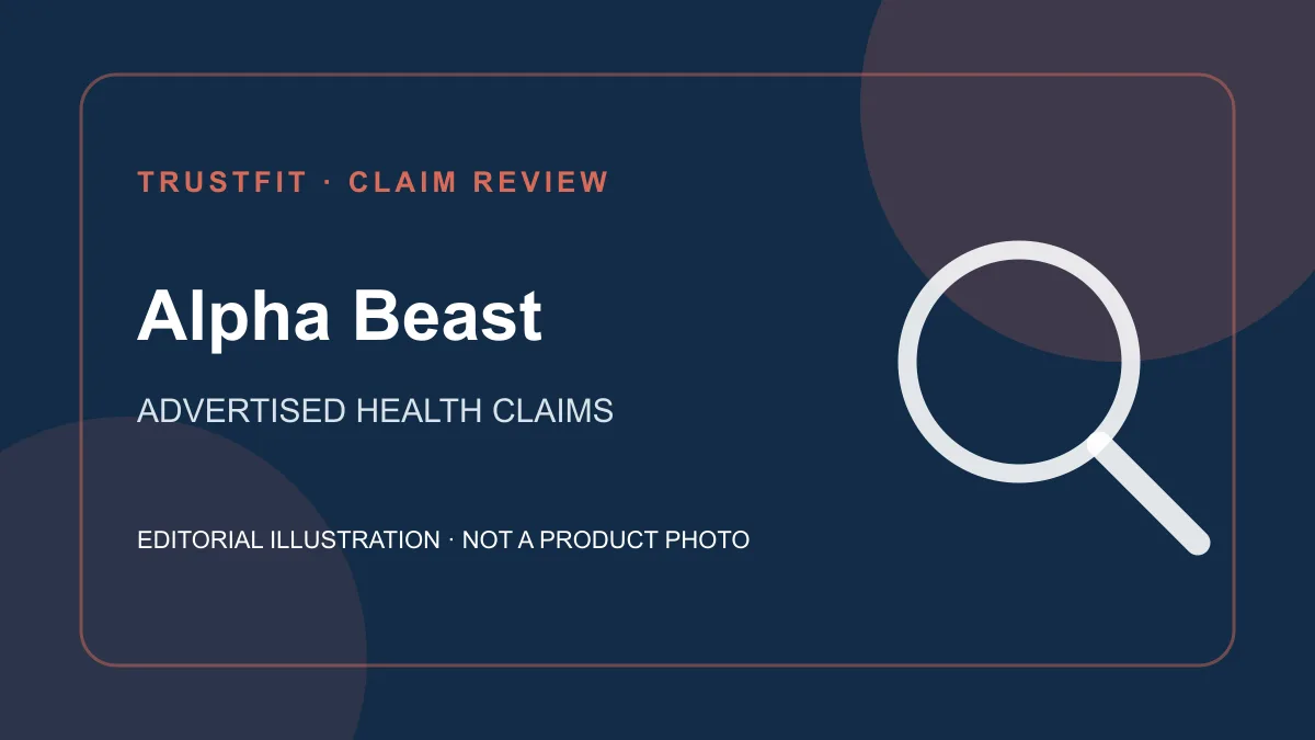 Original editorial illustration for Alpha Beast, a review of the seller’s health claims in Kenya and Tanzania. Not a photograph of the product.