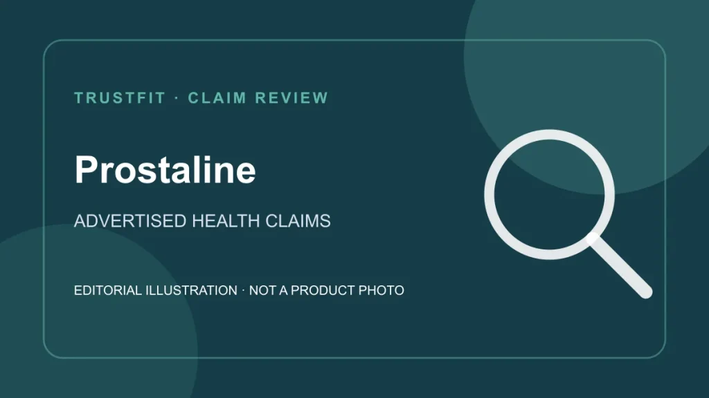 Original editorial illustration for Prostaline, a review of the seller’s health claims in Kenya and Tanzania. Not a photograph of the product.