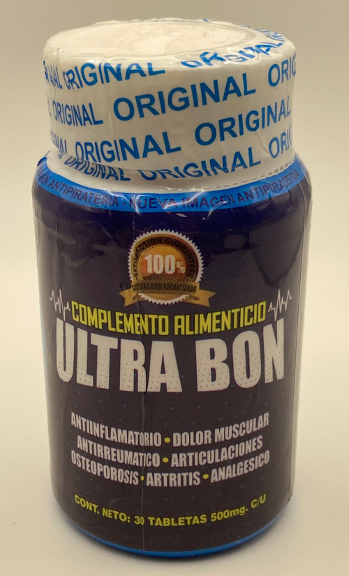 Ultra Bon bottle pictured in the FDA safety notice; the notice does not identify a tested lot.